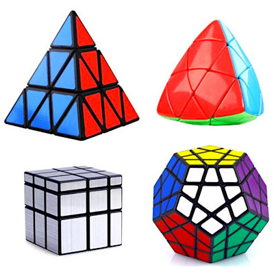 ShengShou 4 Magic Cubes Bundle - Megaminx, Pyraminx, Mastermorphix, Mirror Cube
